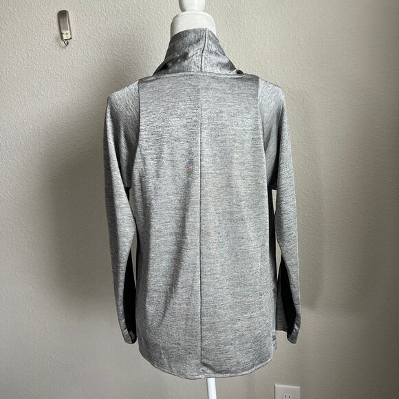 DKNY Gray Open Front Long Sleeve Performance Sweater Women's S Sheer Side Stripe - Picture 4 of 7